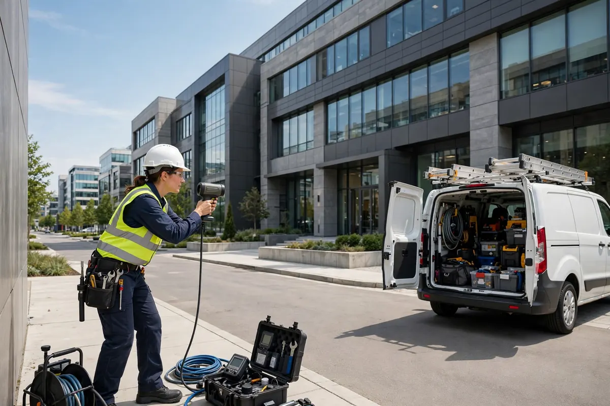 Commercial property leak detection inspection in Camden, NJ